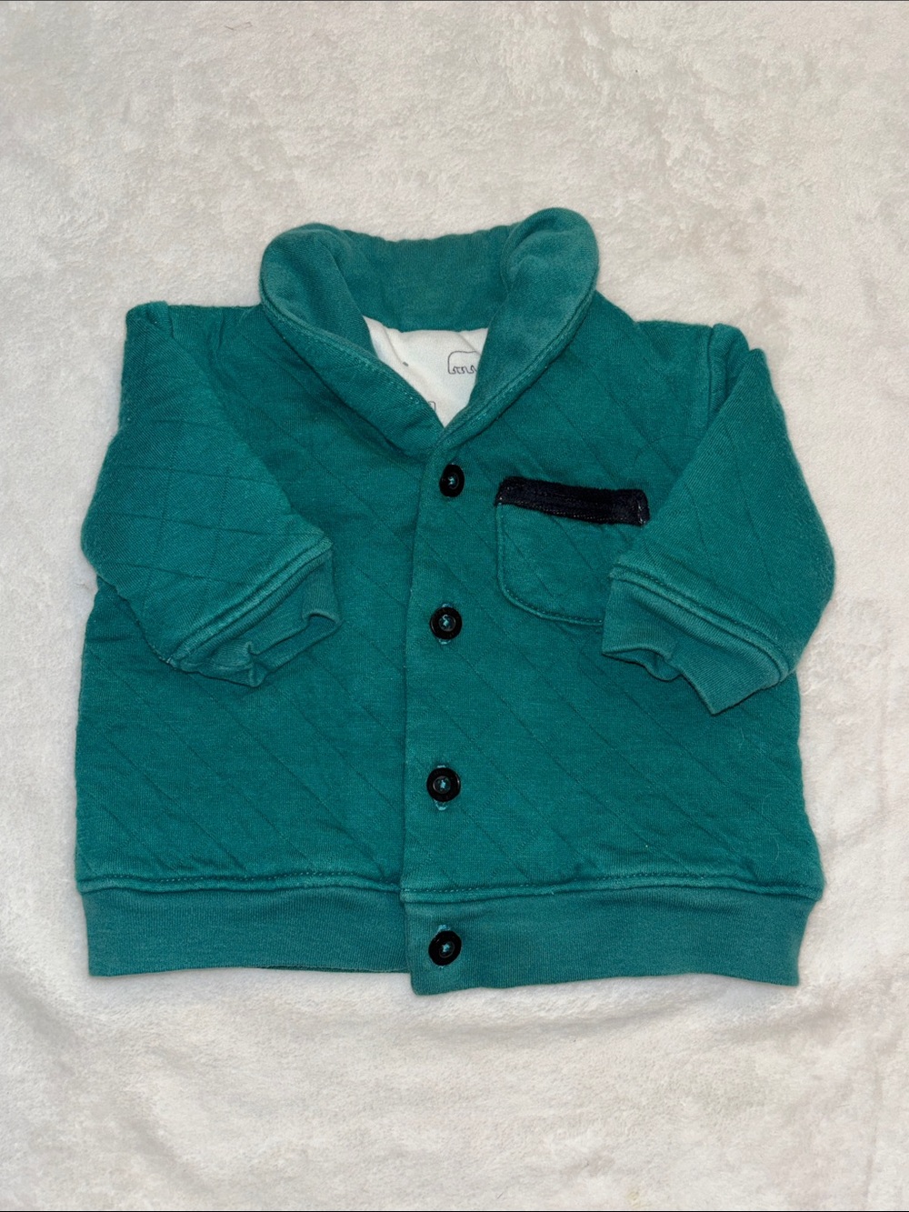 (3 for $10) Quilted Teal Baby Button-Up Jacket